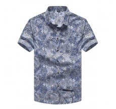 Mens Big Size XS-5XL Plaid Decorative Pattern Printing Short Sleeve Summer Fashion Casual Shirt
